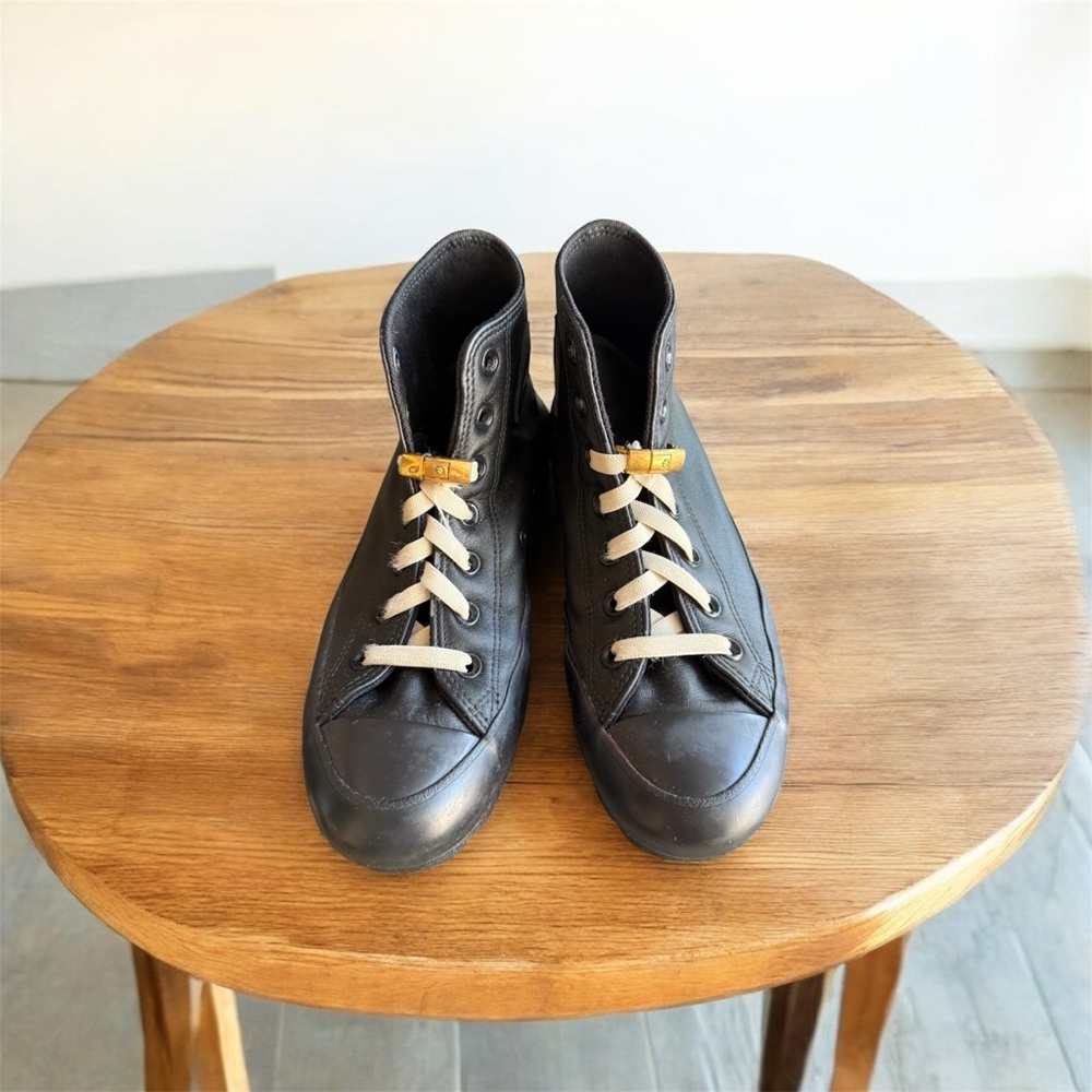Custome Converse All Star Genuine Leather High Tops. Size 7